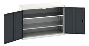 verso shelf cupboard with 2 shelves. WxDxH: 1300x550x900mm. RAL 7035/5010 or selected Bott Verso Basic Tool Cupboards Cupboard with shelves